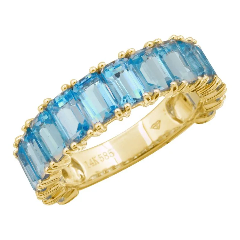 personalized ladies ring-14k Yellow Gold Blue Topaz Gemstone Ring (3/4 Setting)