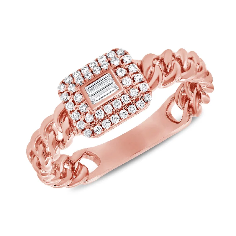 stylish ladies ring-14K Rose Gold Diamond Top Link Ring