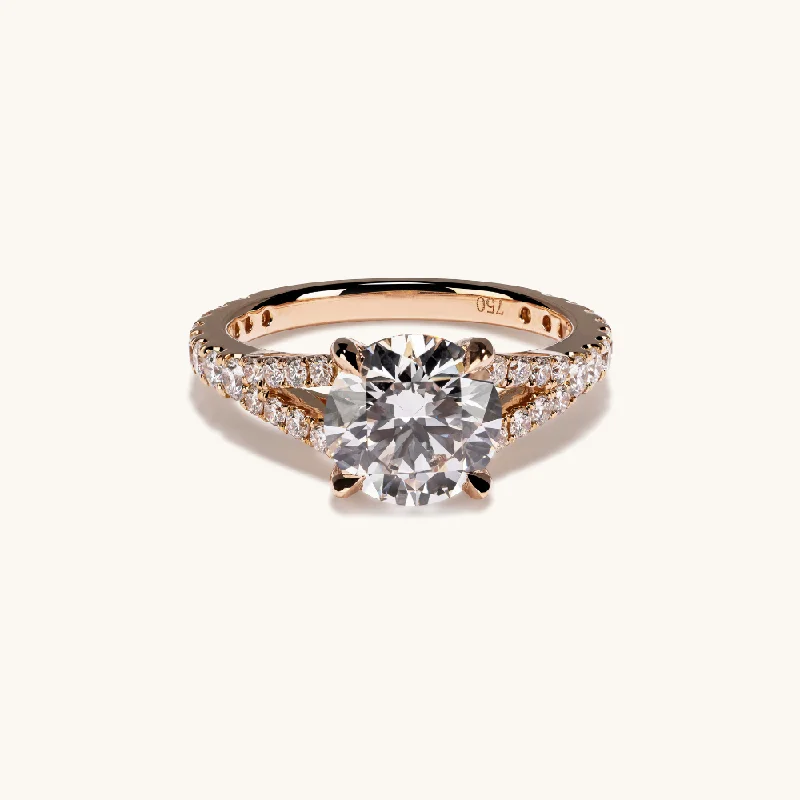 floral design engagement ring-2.08 Round Lab Diamond Split-Shank Engagement Ring