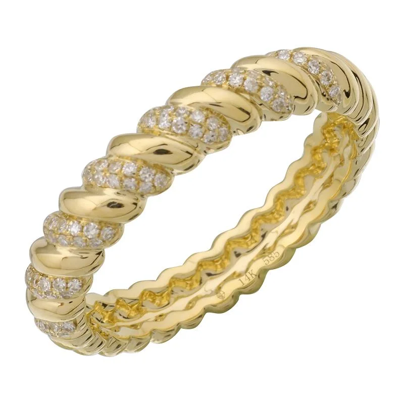 marquise cut ladies ring-14k Yellow Gold Diamond Rope Ring