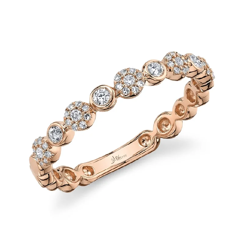 oval-shaped ladies ring-14K Rose Gold Diamond Circles Band