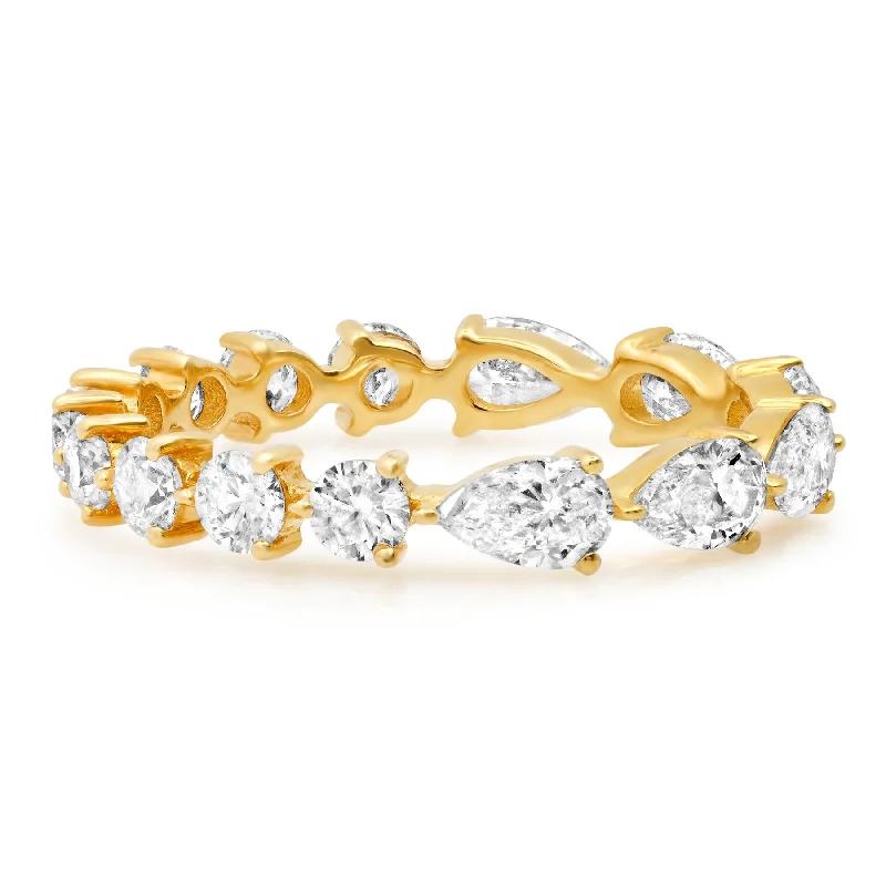 women’s fashion stacking ring-ETERNAL RING PEAR & ROUND SHAPED DIAMOND, 14kt GOLD