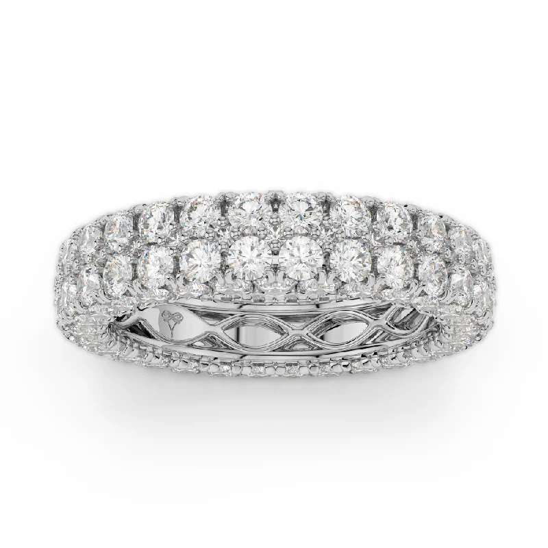 handmade ladies ring-18K White Gold Diamond Double Row Seamless Collection Eternity Band