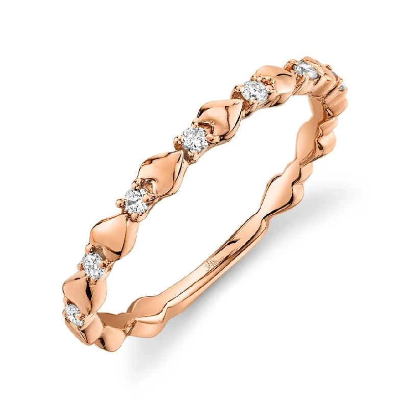 gemstone ladies ring-14K Rose Gold Diamond Lady's Hearts Band