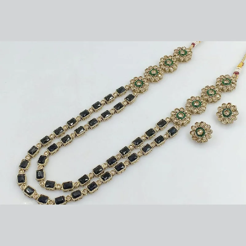 pearl ladies necklace-Kavita Art Gold Plated Crystal Stone Long Necklace Set