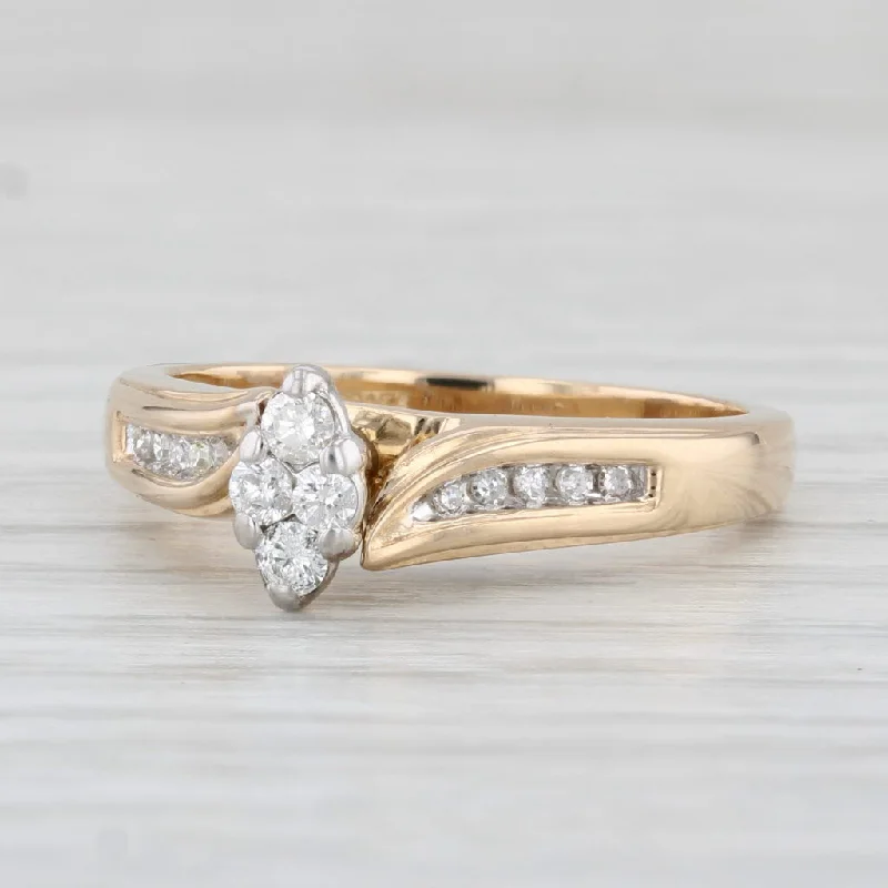 asymmetrical engagement ring-0.14ctw Diamond Engagement Ring 14k Yellow Gold Size 7 Marquise Setting