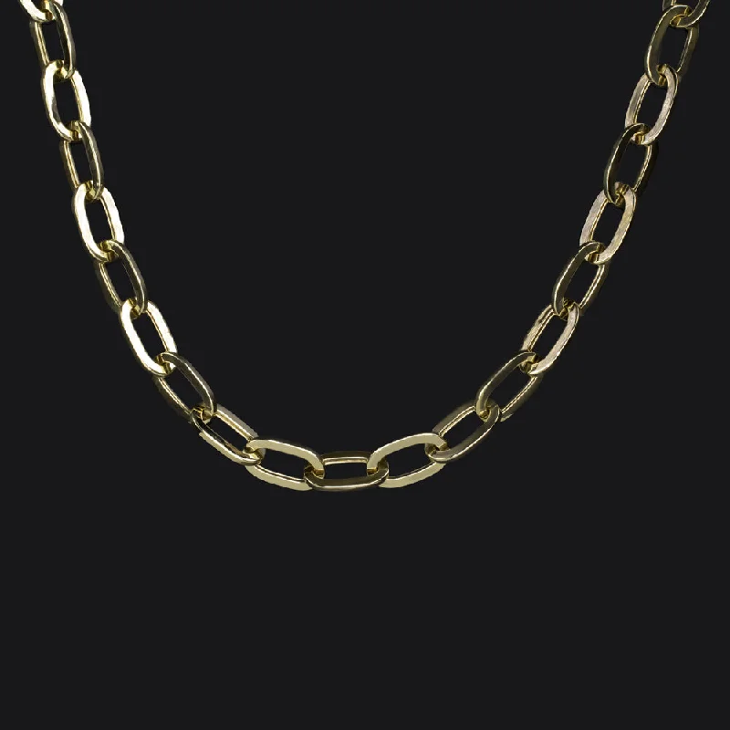 floral ladies necklace-OVAL LINK CHAIN NECKLACE SOLID 14K YELLOW GOLD 18 INCH 7.7gm 5.6mm MENS LADIES