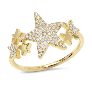 platinum ladies ring-14K Yellow Gold Diamond Star Constellation Ring