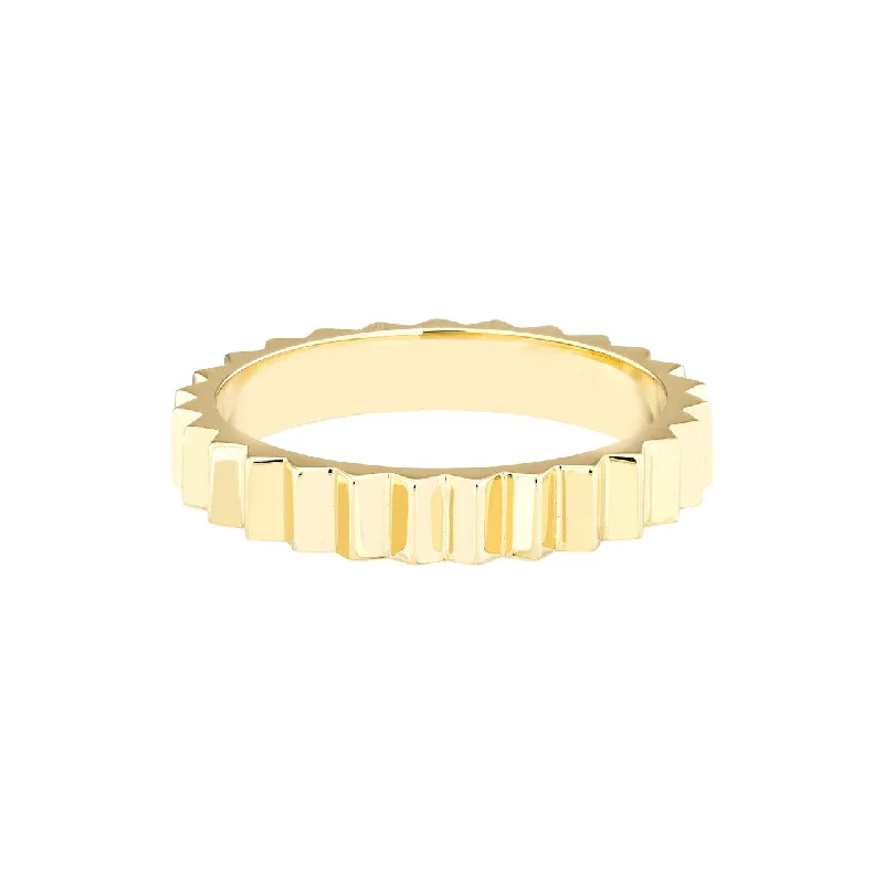 cubic zirconia engagement ring-14K Yellow Gold Fluted Band