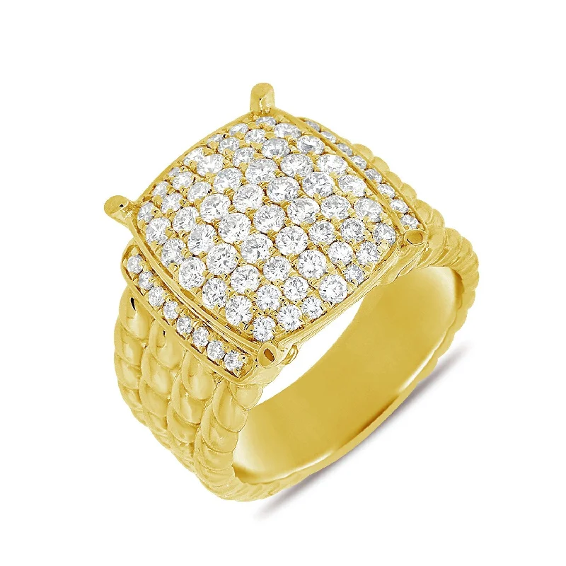 elegant gold ladies ring-14K Yellow Gold Diamond Mult-Row Rope Ring