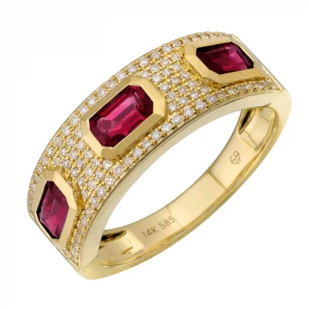 ladies graduation ring-14k Yellow Gold Ruby Diamond Ring