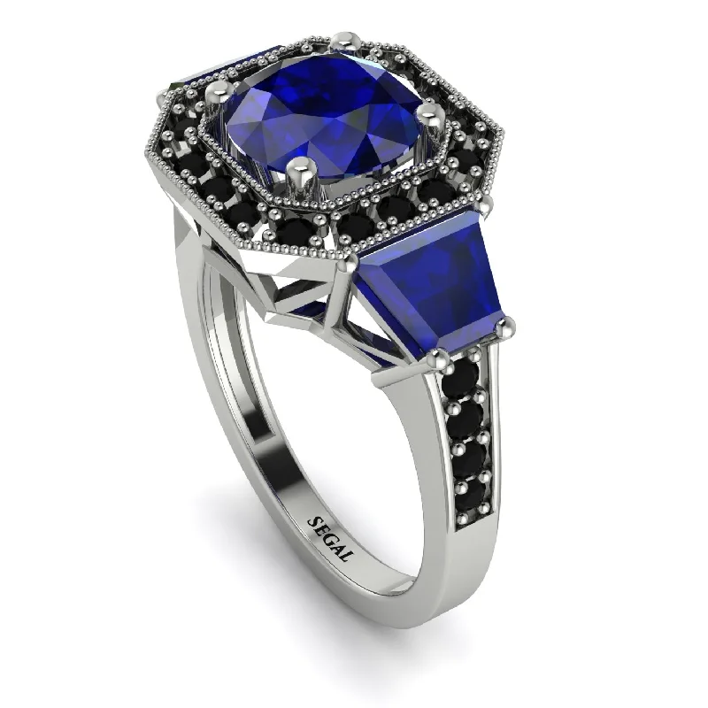 ethical diamond engagement ring-Modern Halo Princess Cut Sapphire Stone Engagement Ring - Doris No. 45