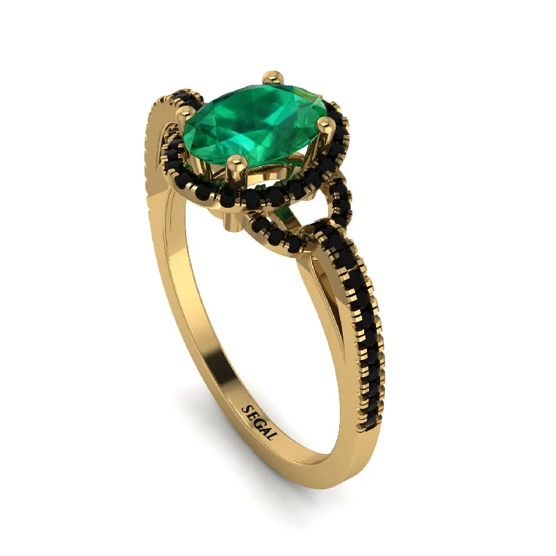 antique-style engagement ring-Timeless Beauty Oval Emerald Engagement Ring - Judy No. 34