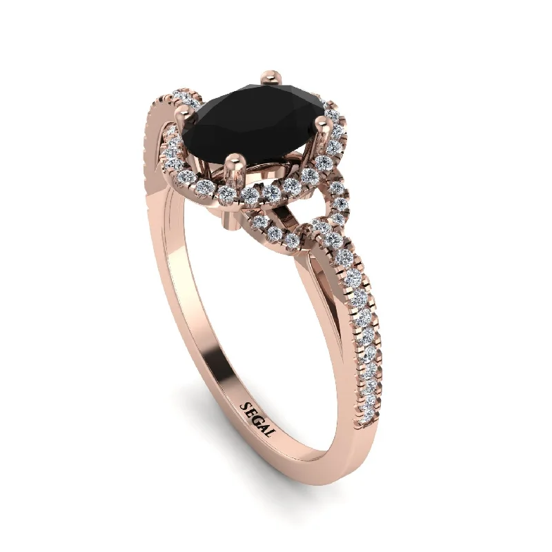 designer engagement ring-Timeless Beauty Oval Black Diamond Engagement Ring - Judy No. 8