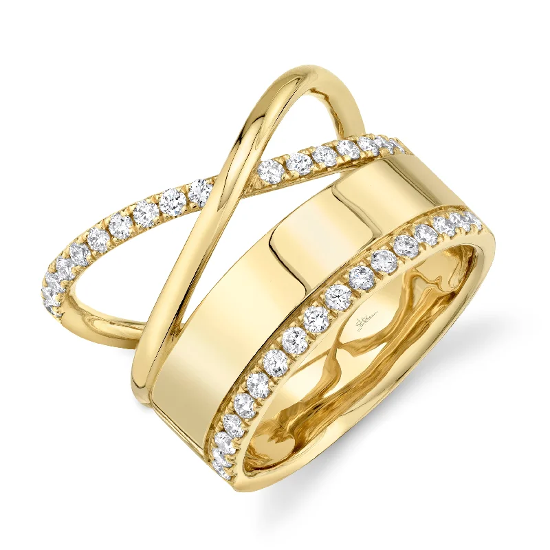 morganite ladies ring-14K Yellow Gold Diamond Polished Crossover Ring