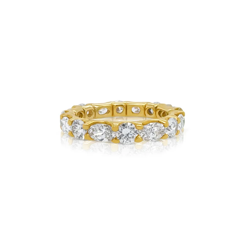 antique ladies ring-3.04 Cttw Oval and Round Cut Lab Grown Diamond Alternating Eternity Wedding Band 18K Yellow Gold