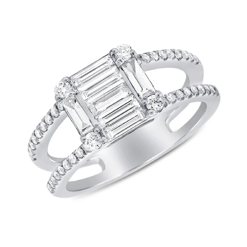 infinity ladies ring-14K White Gold Diamond Cluster Split Ring