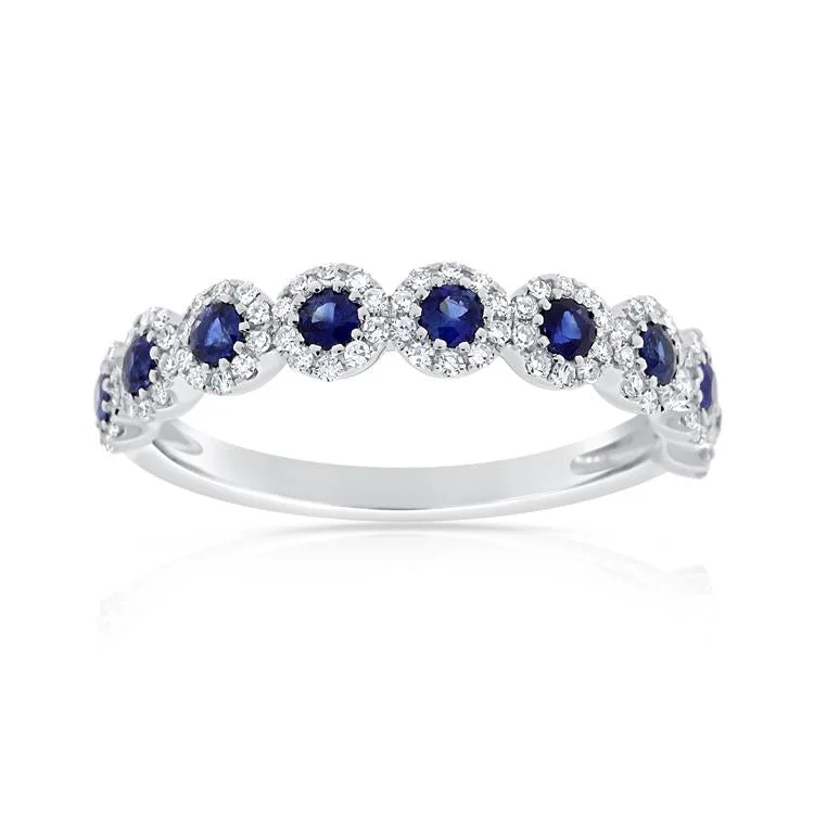 classic ladies ring-Diamond Halo Sapphire Ring