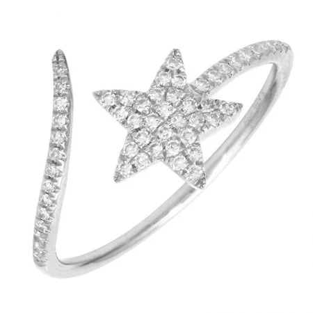 classic ladies ring-14K White Gold Diamond Shooting Star Ring