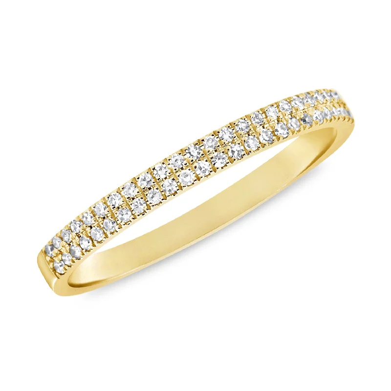 luxury gemstone ladies ring-14K Yellow Gold .17Ct Diamond Double Band