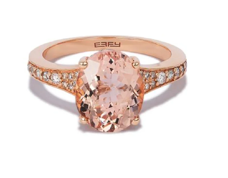 adjustable ladies ring-14K Rose Gold Morganite and Diamond Ring