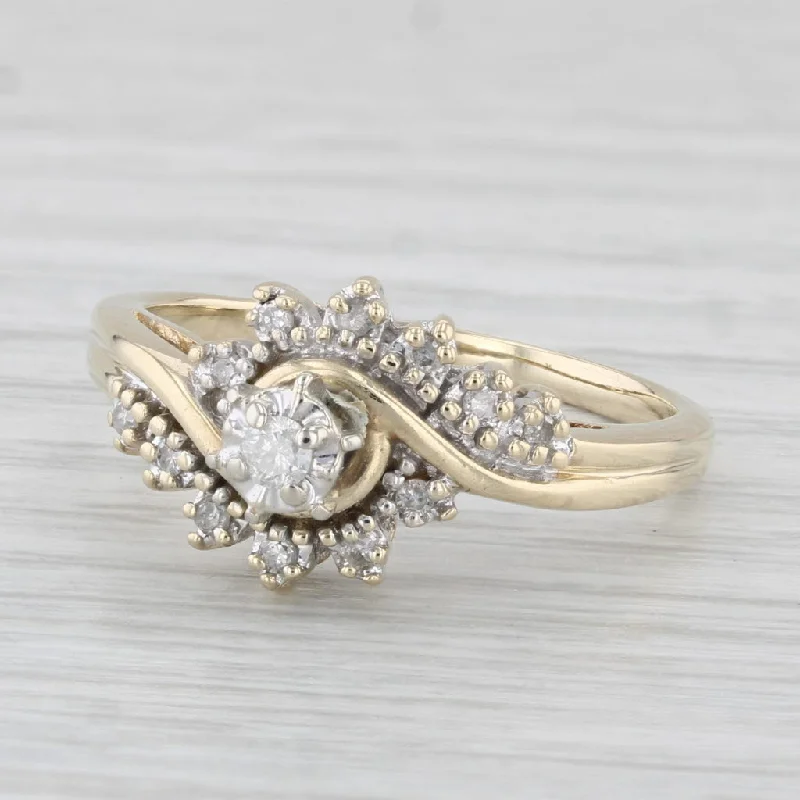 halo setting engagement ring-0.12ctw Diamond Engagement Ring 10k Yellow Gold Size 9 Bypass