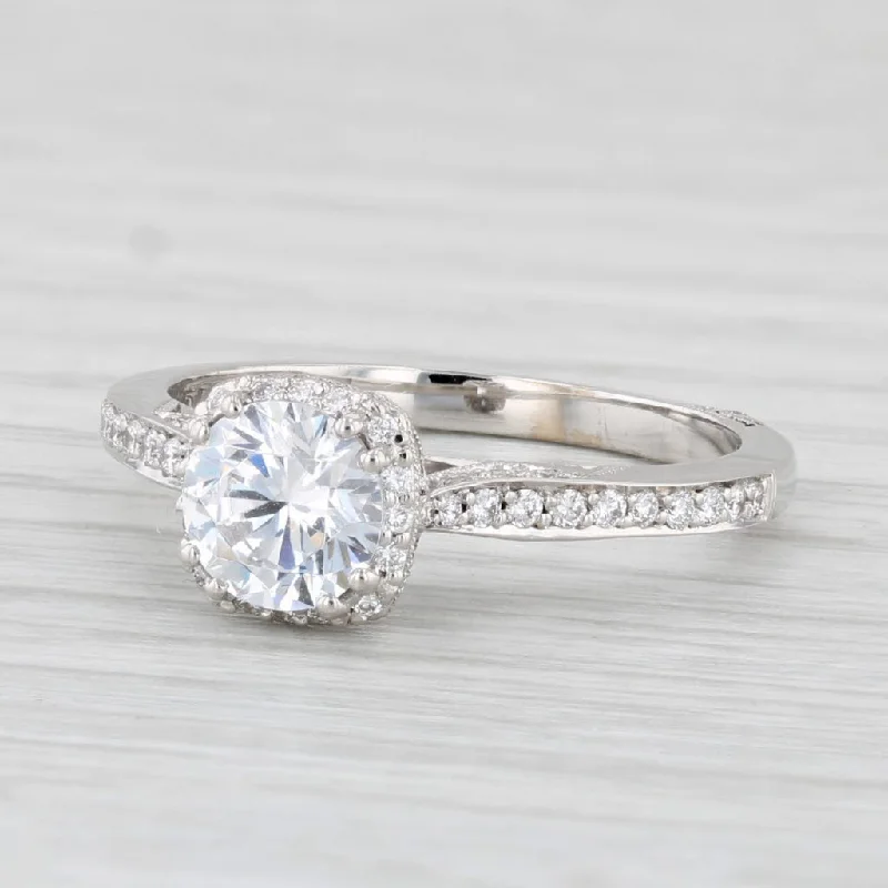 nature-inspired engagement ring-New Tacori Semi Mount Halo Engagement Ring 18k White Gold Diamond Certificate