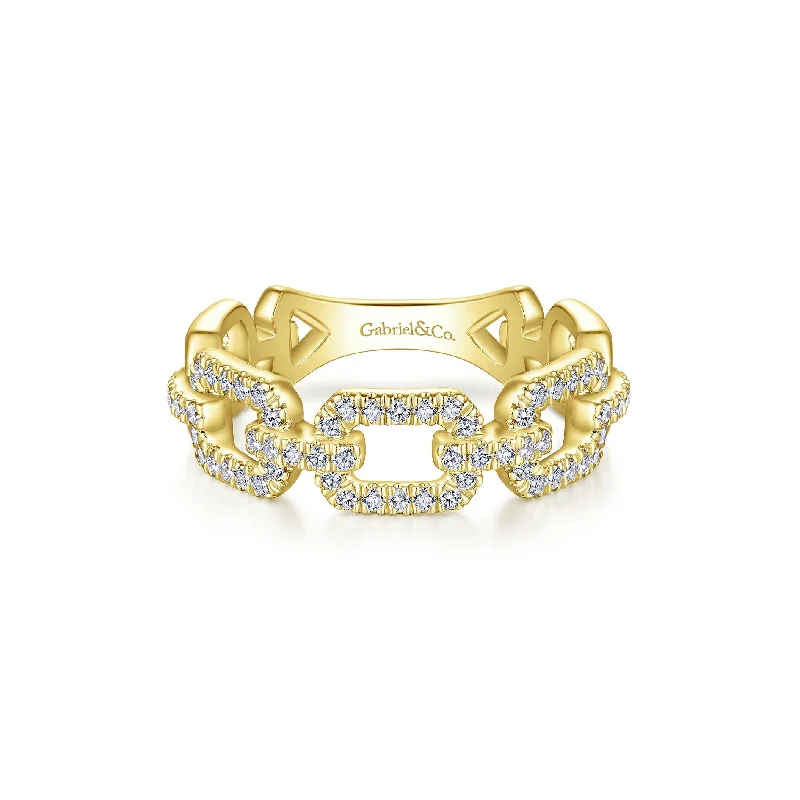 delicate gold ladies ring-14K Yellow Gold Diamond Open Link Ring