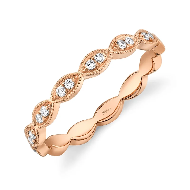 luxury diamond ladies ring-14K Rose Gold Diamond Marquise Shape Band