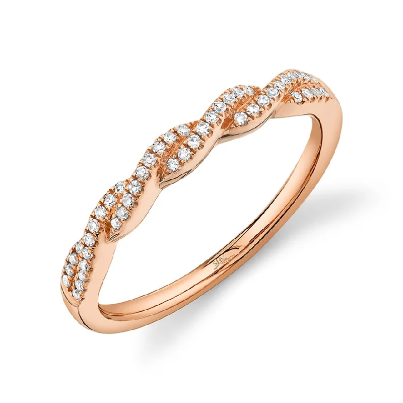 rose gold ladies ring-14K Rose Gold Diamond Twist Band