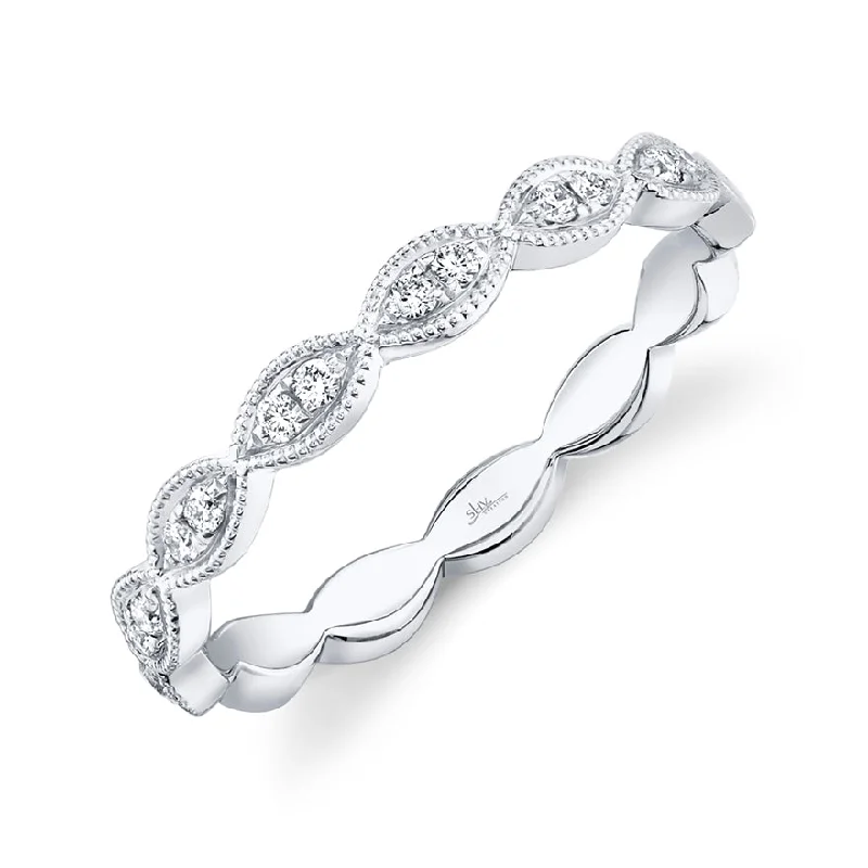 celestial-inspired ladies ring-14K White Gold Diamond Marquise Shape Band