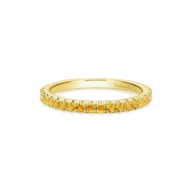 geometric ladies ring-14K Yellow Gold Citrine Band