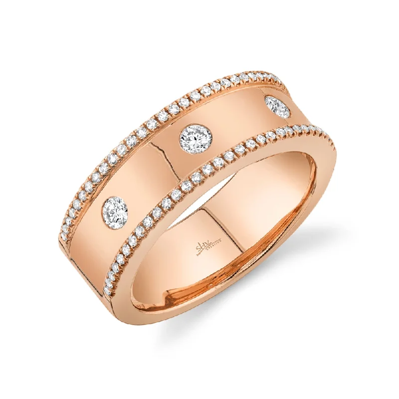 dainty ladies ring-14K Rose Gold Diamond High Polished Band