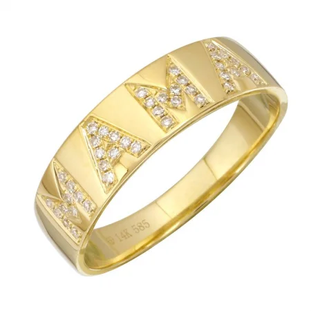 marquise cut ladies ring-14k Yellow Gold Mama Diamond Ring