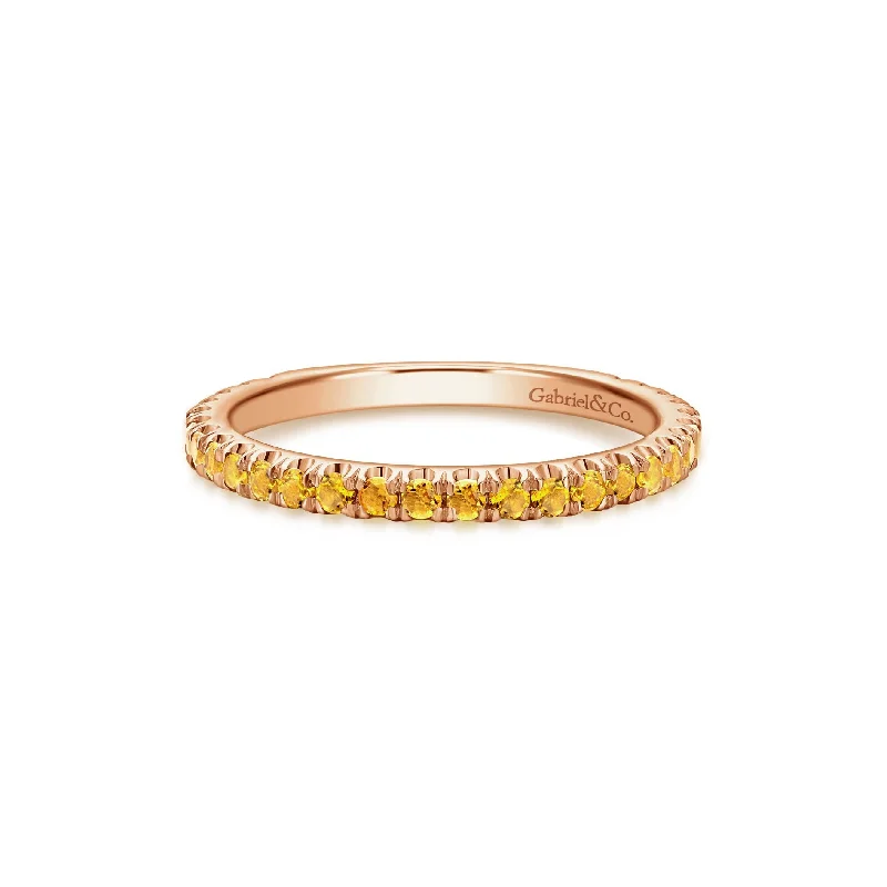 designer fashion ladies ring-14K Rose Gold Citrine Band