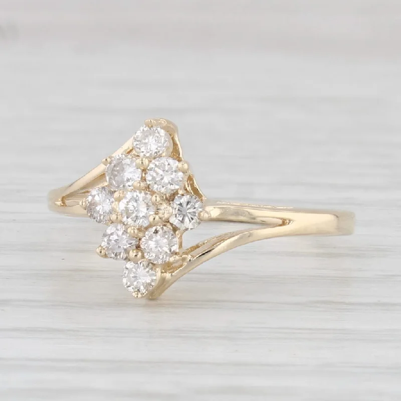 engagement ring with side stones-0.30ctw Diamond Cluster Engagement Ring 14k Yellow Gold Size 5