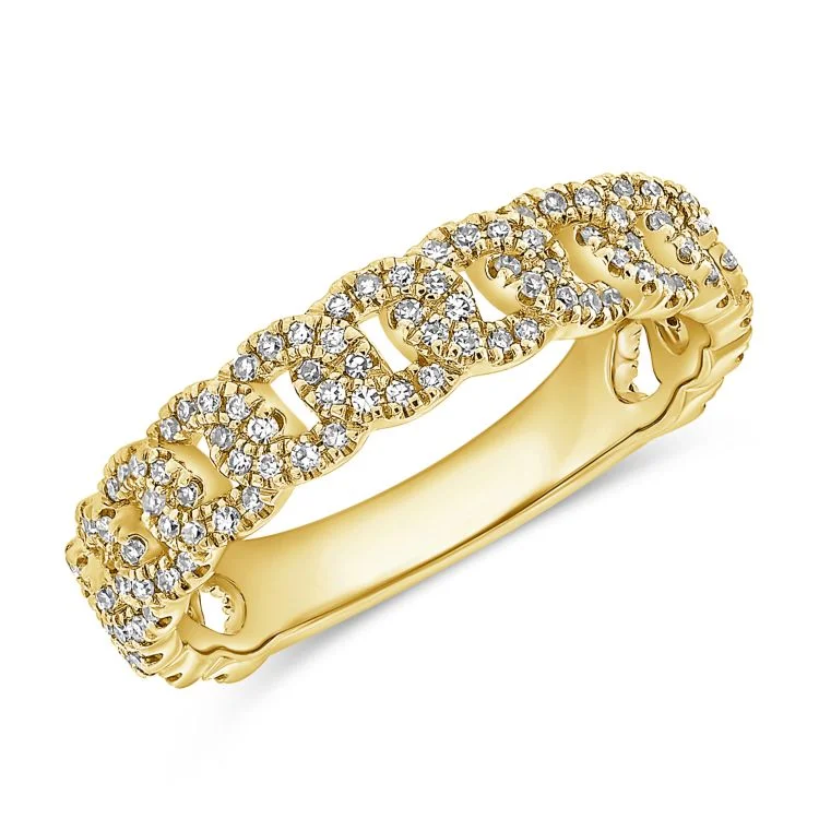 mother’s ring for ladies-14K Yellow Gold Diamond Curb Link Ring