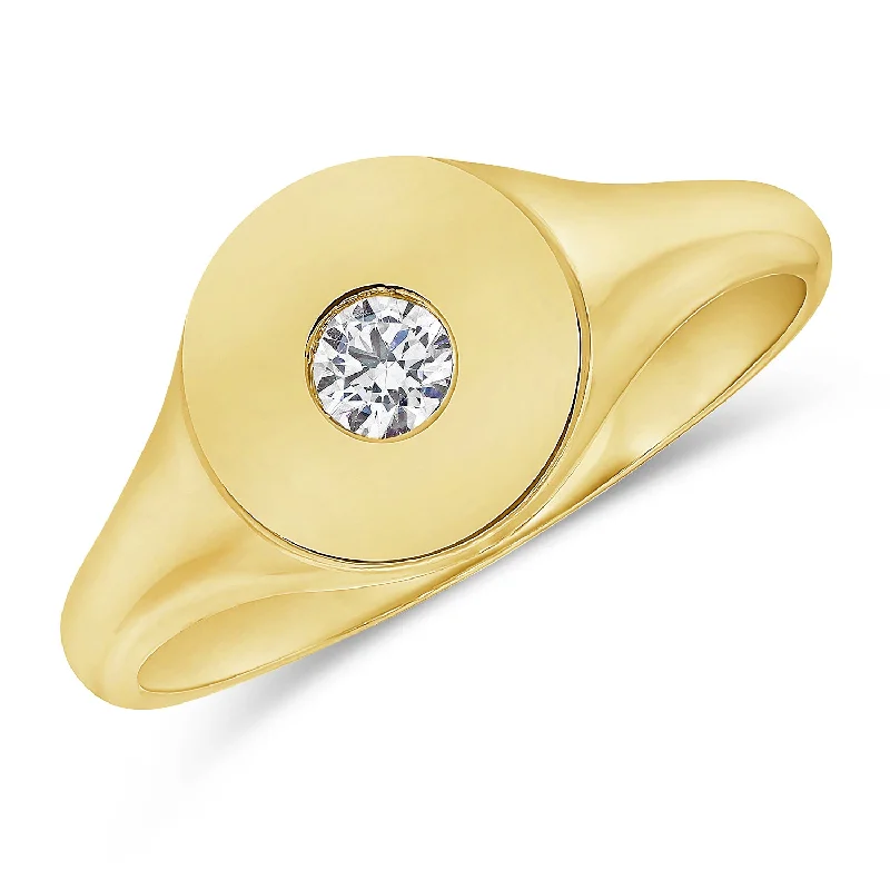 women’s fashion ring-14K Yellow Gold Diamond Pinky Ring