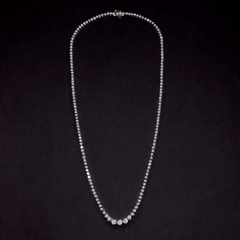 dainty ladies necklace-7 CARAT NATURAL DIAMOND RIVIERA NECKLACE WHITE GOLD IDEAL CUT TENNIS GRADUATED