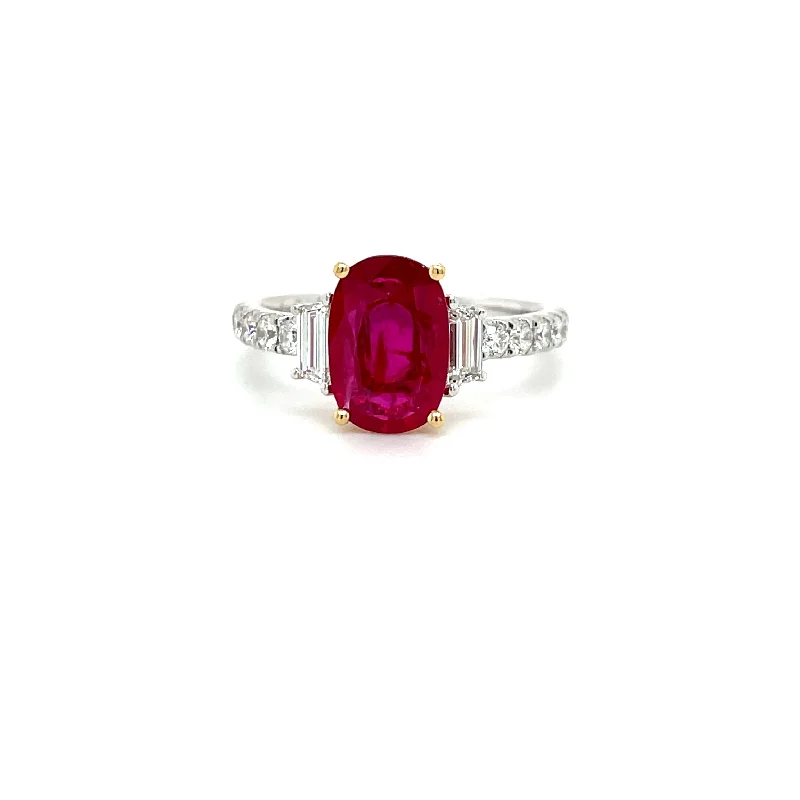 affordable ladies ring-18k Two-Tone Gold Ruby & Diamond Ring