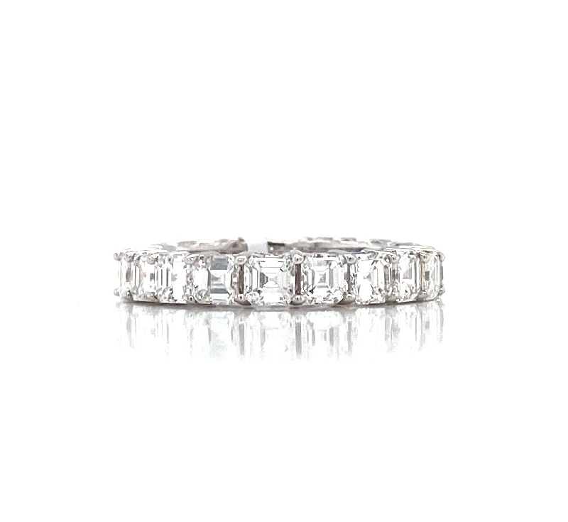 oval-shaped ladies ring-18K White Gold Ascher Diamond Eternity Band