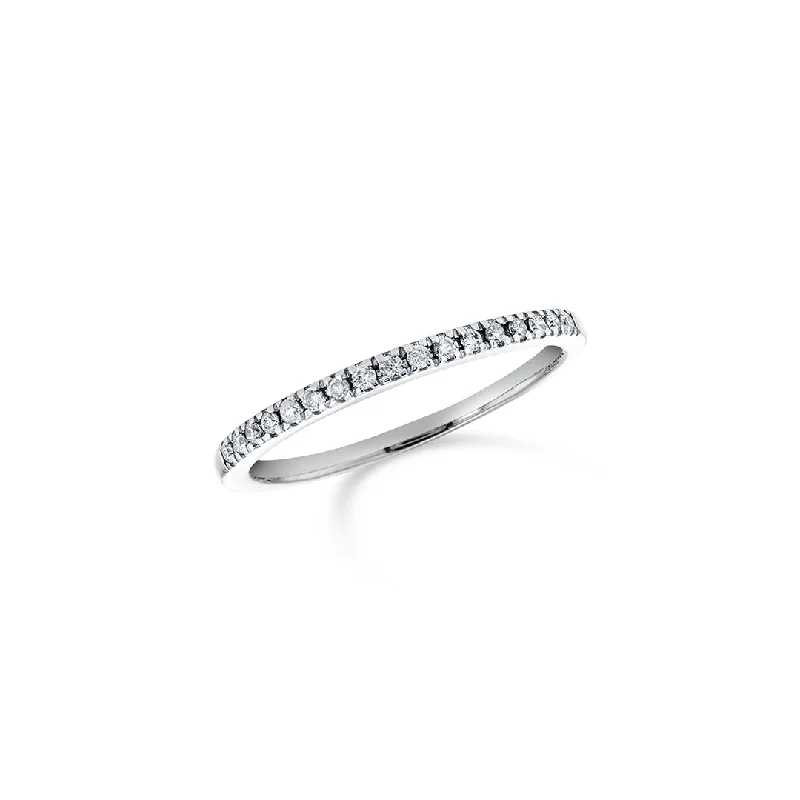 morganite ladies ring-0.20 Cttw Round Diamond 14K White Gold Band