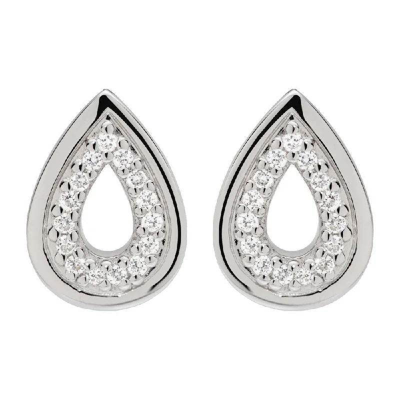 sun and moon earrings-Unique & Co Silver Cubic Zirconia Teardrop Stud Earrings