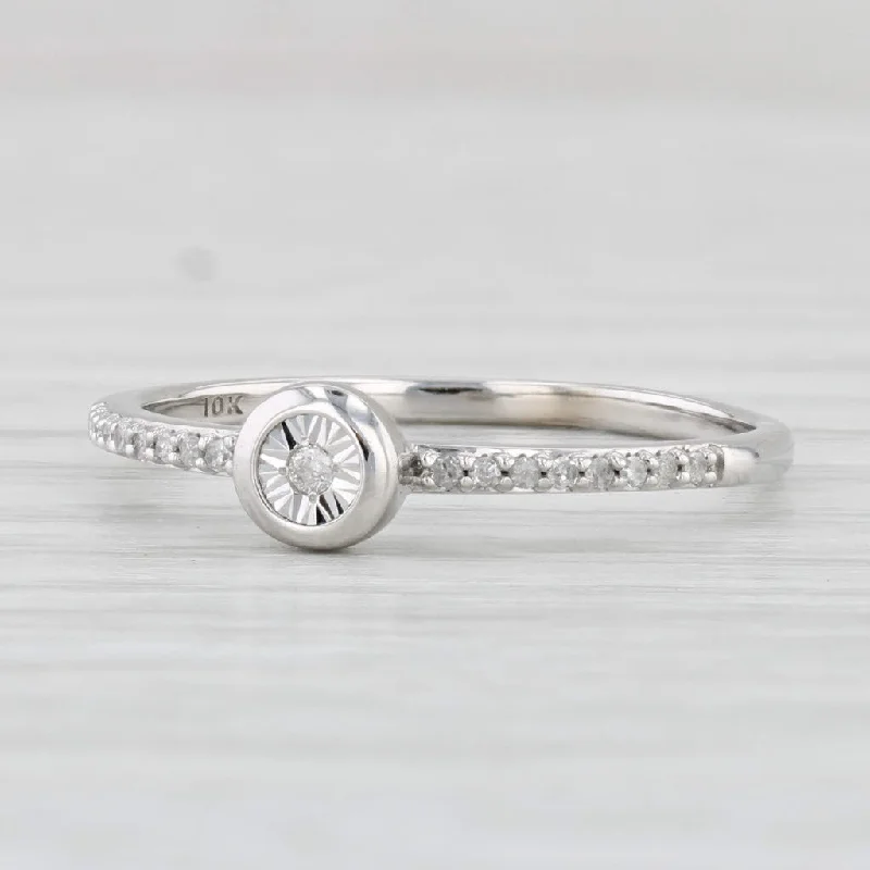 moissanite engagement ring-Diamond Ring 10k White Gold Size 7 Stackable Engagement Style