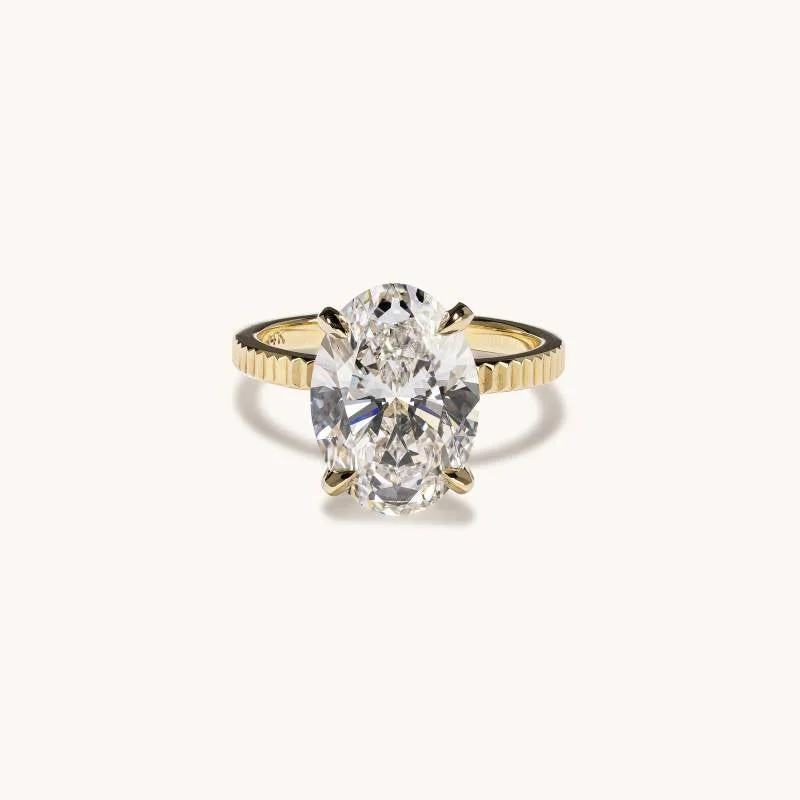 antique-style engagement ring-5.23 Oval Lab Diamond Solitaire Engagement Ring