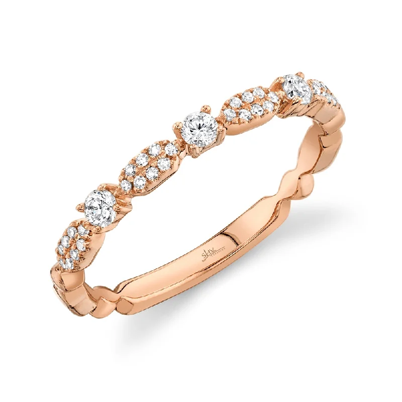 chic ladies ring-14K Rose Gold Diamond Stackable Ring