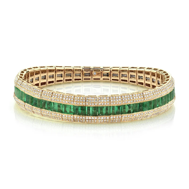 luxury crystal-studded bracelet-EMERALD & DIAMOND SCALES STRETCH BRACELET