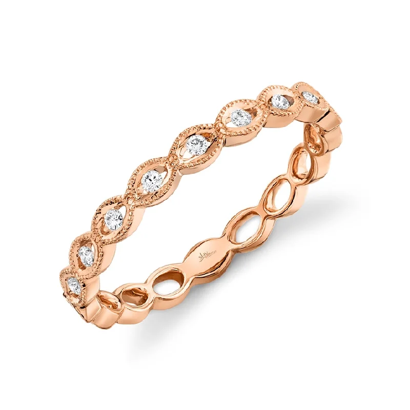 simple ladies ring-14K Rose Gold Stackable Diamond Ring