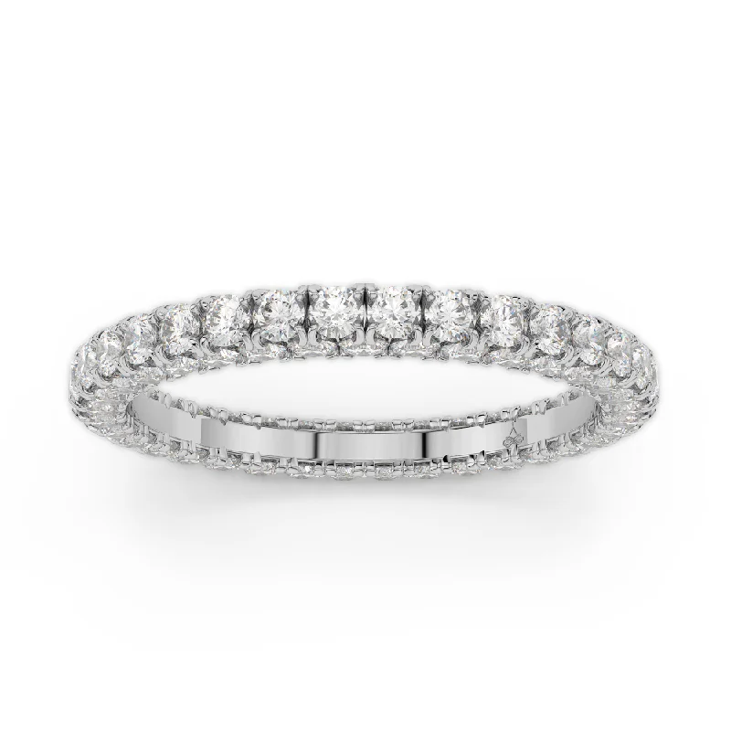 vintage-inspired ladies ring-18K White Gold Diamond Seamless Eternity Band