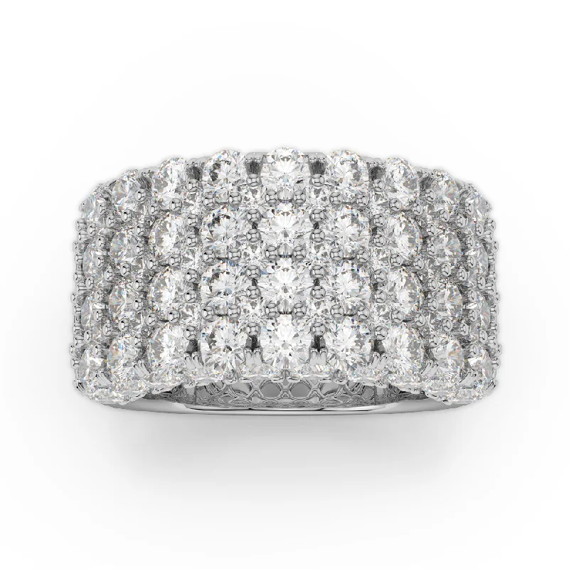 dainty ladies ring-18K White Gold Diamond Thick Seamless Band